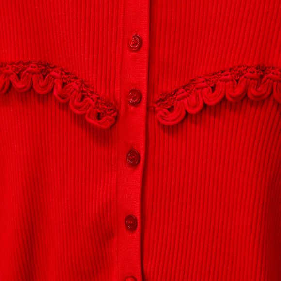 Moschino Red Rib Knit Cardigan - Picture 8 of 13
